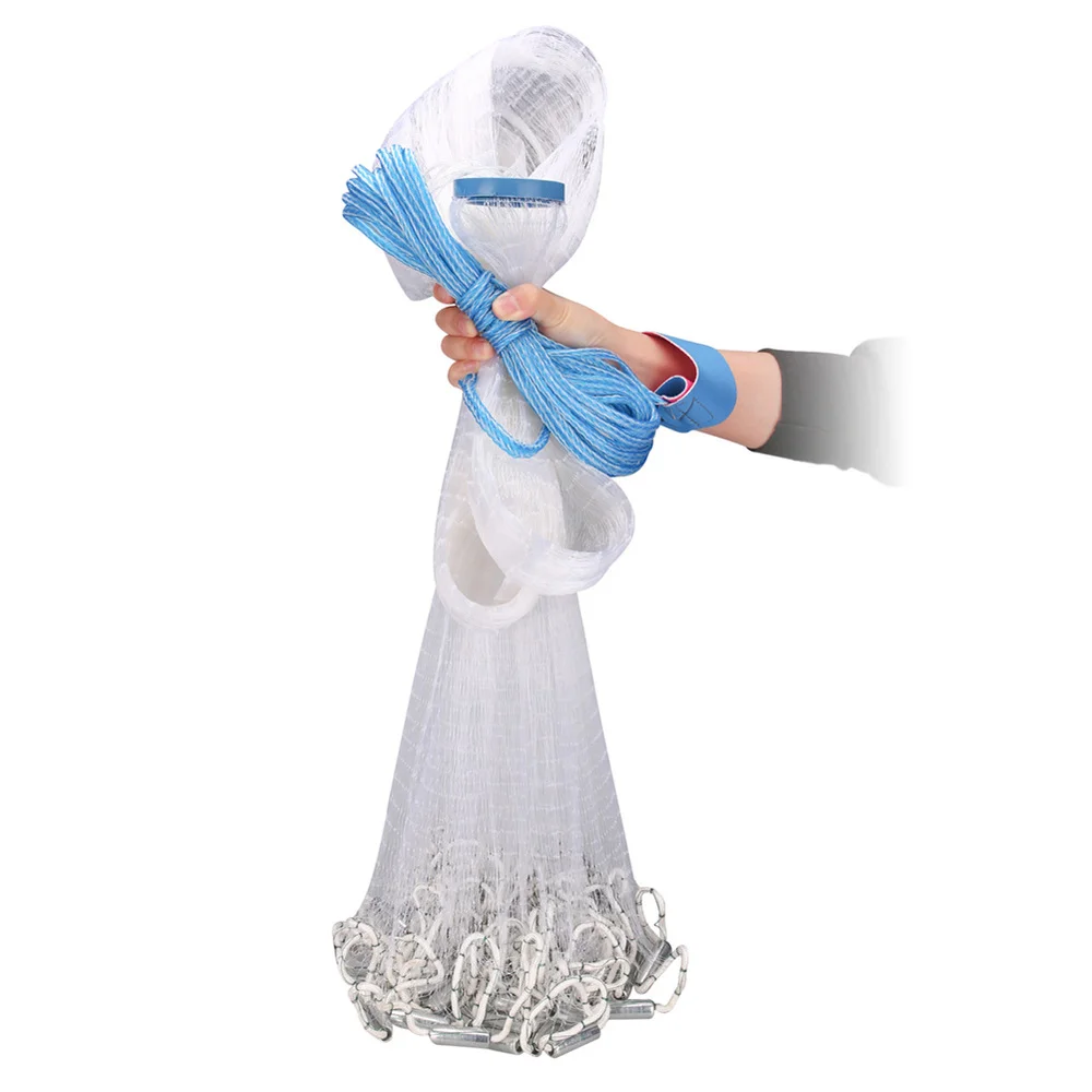 

American Saltwater Fishing Cast Net for Bait Trap Fish 380CM Diameter with Heavy Duty Real Zinc Sinker Weights Fishing Net