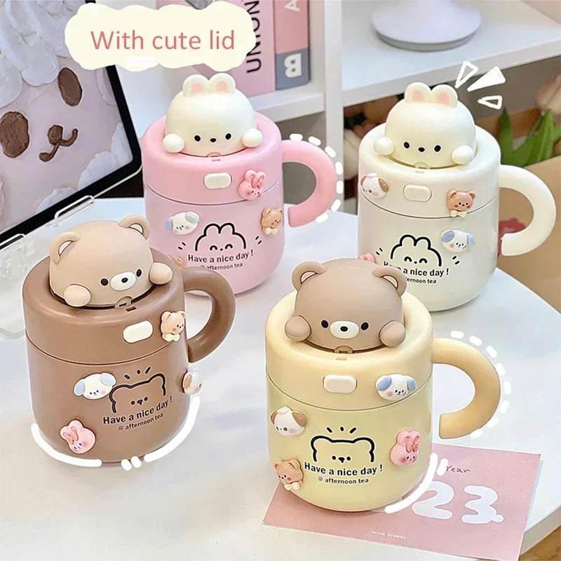 530 Мл Kawaii Bear Изолированная Кружка Из Нержавеющей Стали Для Горячих И Холодных