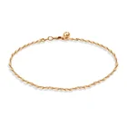 Браслет на ногу женский из Сингапура, Ювелирное Украшение на ногу с двойной волной, 26 см, латунь, цвет золото, пикантная Летняя Пляжная бижутерия