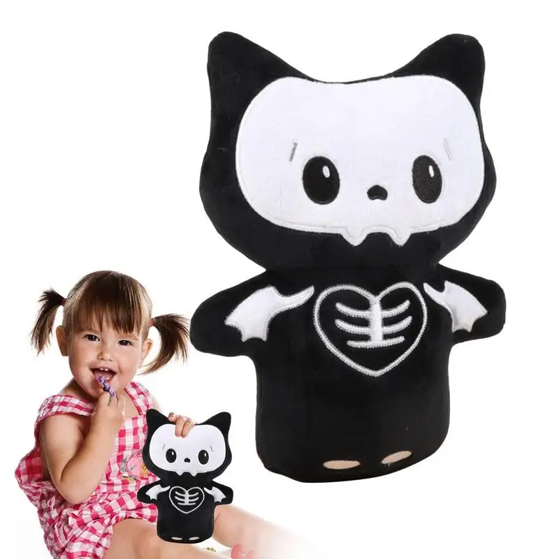 

Черный кот, плюшевый скелет, мультяшный милый череп, кот, плюшевая игрушка, 9 дюймов, милый аниме мультяшный Кот, мягкая фигурка животного, игрушка, Мягкое Животное