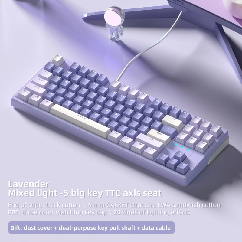 

Mini Gaming Keyboard RGB 87 Keys Wired- Keyboard Hot Swap PBT-Keycap GASKET