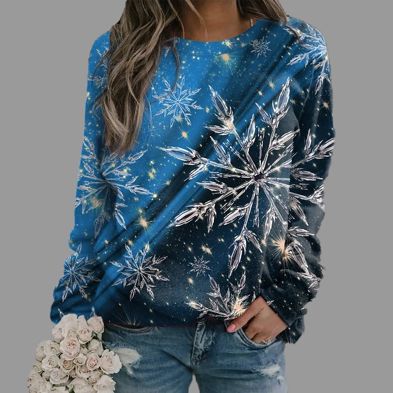 Women's Fashion Sweatshirts 2022 Spring Essential Clothes Y2k Crystal Ice Flower 3d Print Streetwear Female Tops Coat Pullover