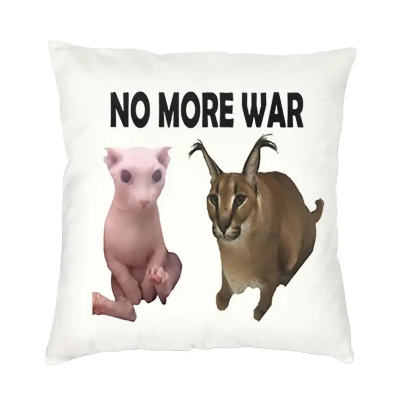 

Luxury No More War Big Floppa And Bingus Sofa Cushion Cover Velvet Funny Cat Meme Pillow Case Home Decor Pillowcase