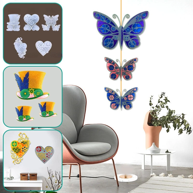 

Butterfly Love Gear Hat Wall Hanging Epoxy Resin Mould DIY Butterfly Hat Trick Love Gear Silicone Mould