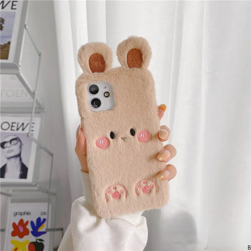 Милый плюшевый чехол для телефона с кроличьими ушками Xiaomi Redmi Note 10 Pro Max 10T 10S 9 8 7 9S 9T