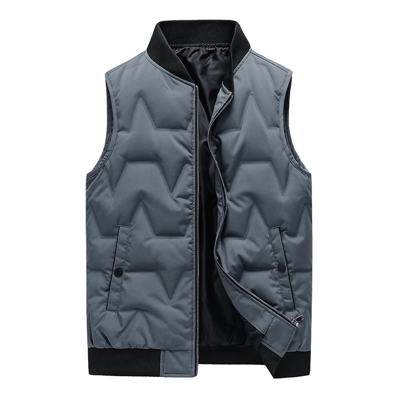 New Youth Trend Leisure Stand Collar Sports Down Vest Korean Version Winter Men'S Warm Fashion Shoulder Sleeveless Jacket