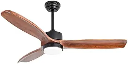 

Fans with Lights 52In Wood Ceiling Fan with Remote Control 18W LED Light Modern Ceiling Fan, 3 Natural Wood Blades,6 Speeds,Reve