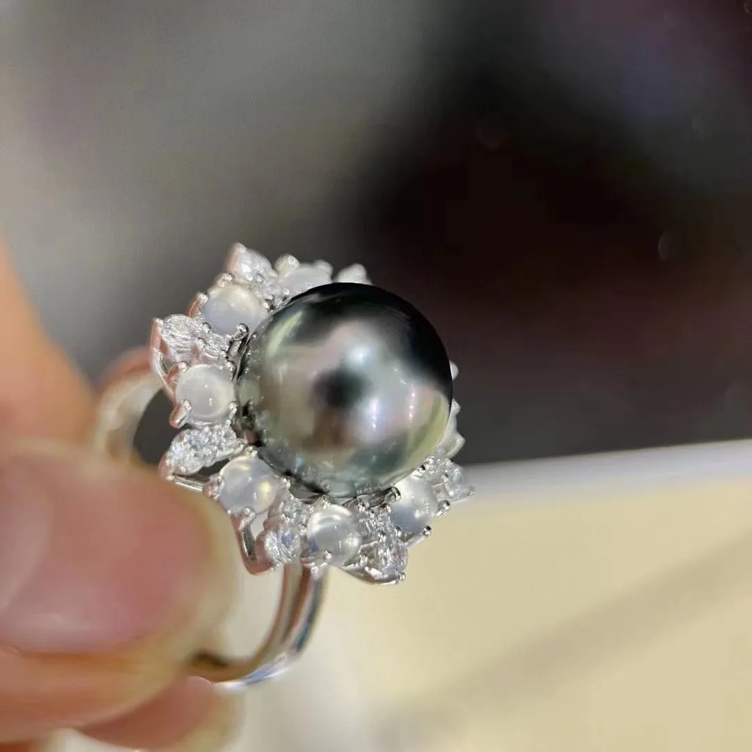 Женское кольцо из серебра 925 пробы с жемчугом 11-12 мм