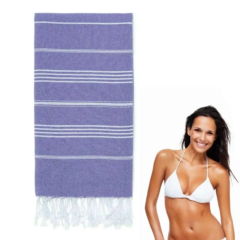 

Tassel Beach Towel Quick Dry Striped Sand Sheet With Tassel Travel Essentials Kids Shower Towel For Sauna Gym Spa Bath Pool