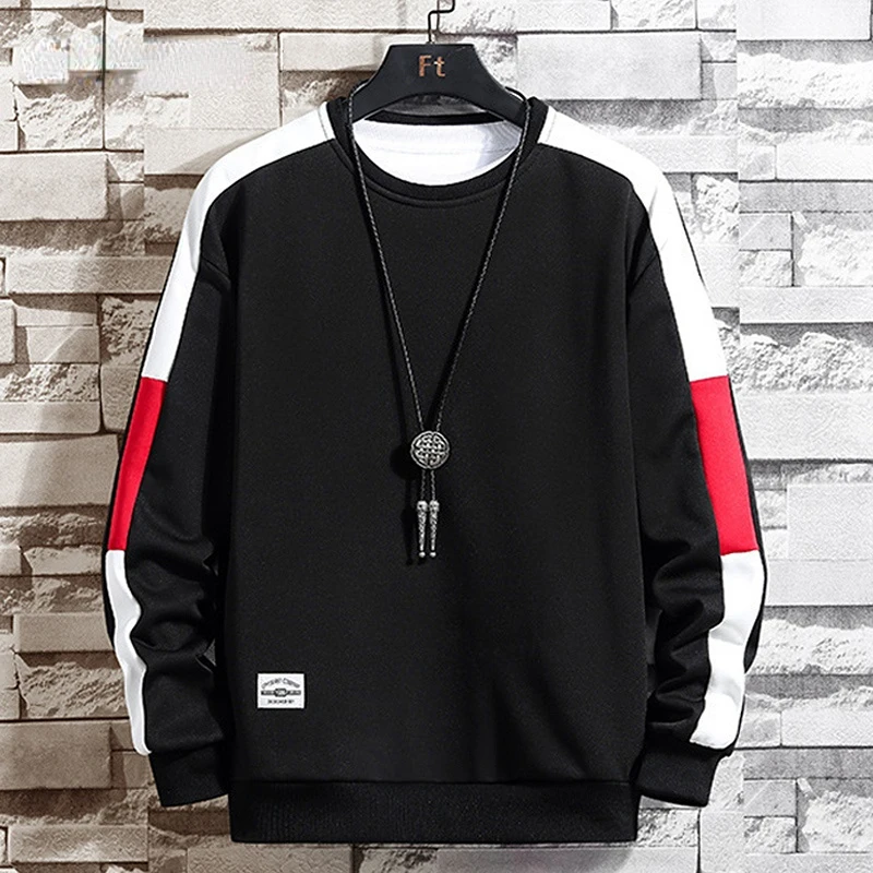 

Patchwork Casual O-Neck Hoodie Sweatshirt Men's Fashion Spring Hip Hop Streetwear Male Autumn Pullover Hoodie Sweatshirt Tops