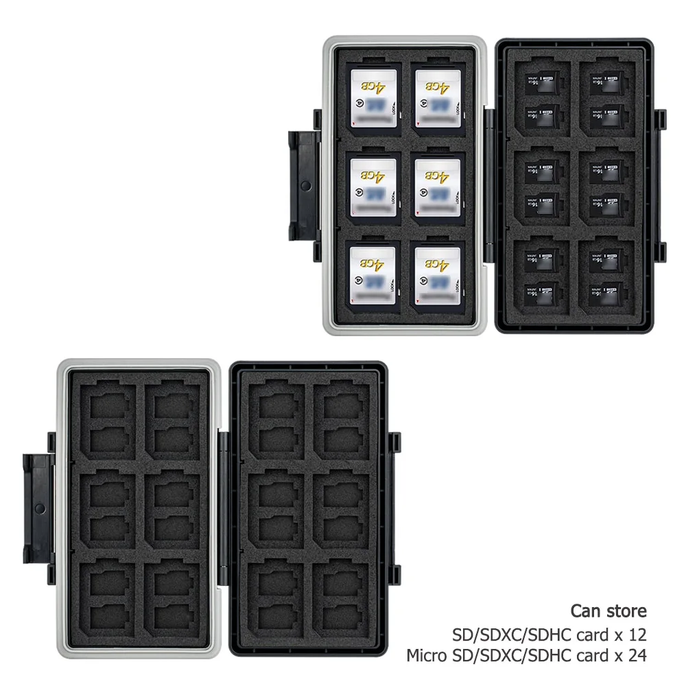 JJC 36 слотов SD карты памяти чехол бумажник держатель для 24 TF Micro MSD + 12 SDXC SDHC карта