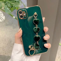 electroplated love heart bracelet phone case for iphone 13 12 11 pro max x xs xr xsmax 7 8 plus 13mini 12mini luxury cover coque