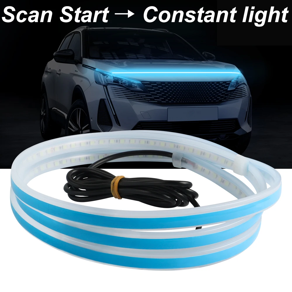 

Scan Start Led Car Hood Light Strip Through-type Auto Modified Upgrade Cuttable Decorative Light Car Daytime Running Lights 12V