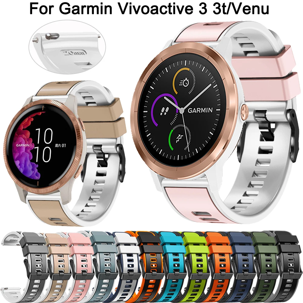 

Ремешок силиконовый 20 мм для смарт-часов Garmin Vivoactive 3 3t HR CAME 2 Plus SQ, Forerunner 245 55