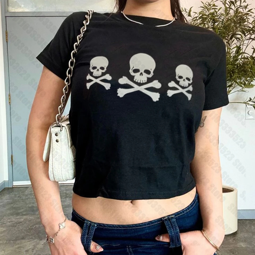 Y2K Стильные Детские футболки Топы с коротким рукавом Готическая уличная футболка