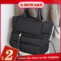 Winter Space Cotton Soft Down Feather Padded Shoulder Bag for Women 2022 New Casual Ladies Crossbody Bags Travel Totes Handbag