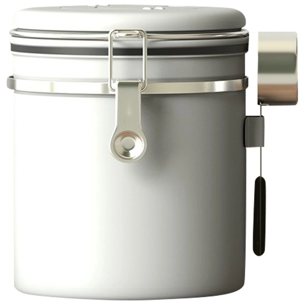 

Airtight Coffee Canister - Includes Stainless Steel Scoop- Sealed Cantilever Lid White
