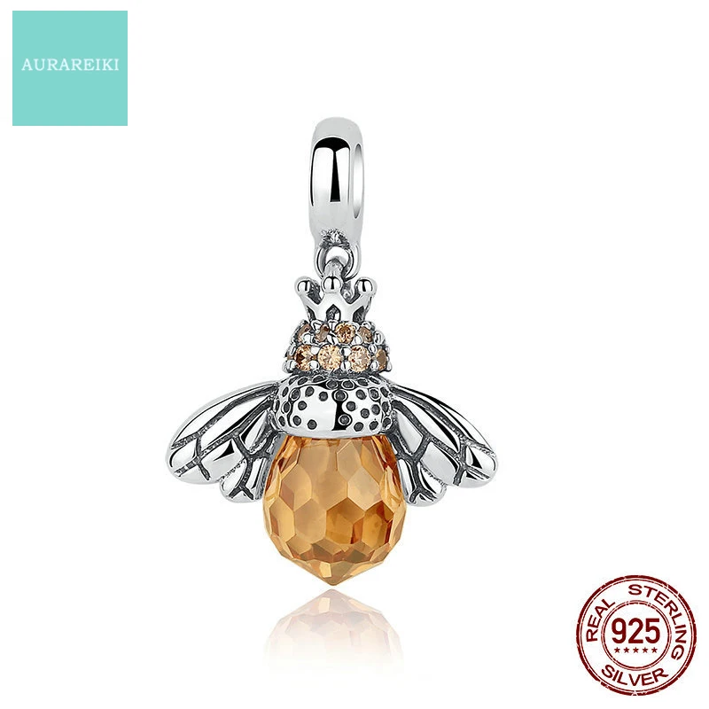 

AURAREIKI Fashion Sterling Silver S925 Necklace Pendant Crystal Bee Women Beads Jewelry for Bracelet Pendant Designer Charms