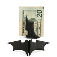 mens stainless steel batwing bat slim id cash money clip holder magnetic id holder wallet for men women money clip card holder