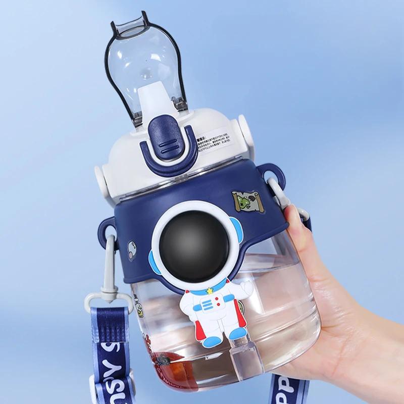1200ml Large Capacity Astronaut Big Belly water bottle High Beauty Plastic Cup for Boys and Girls Livable and Backable Straw Cup