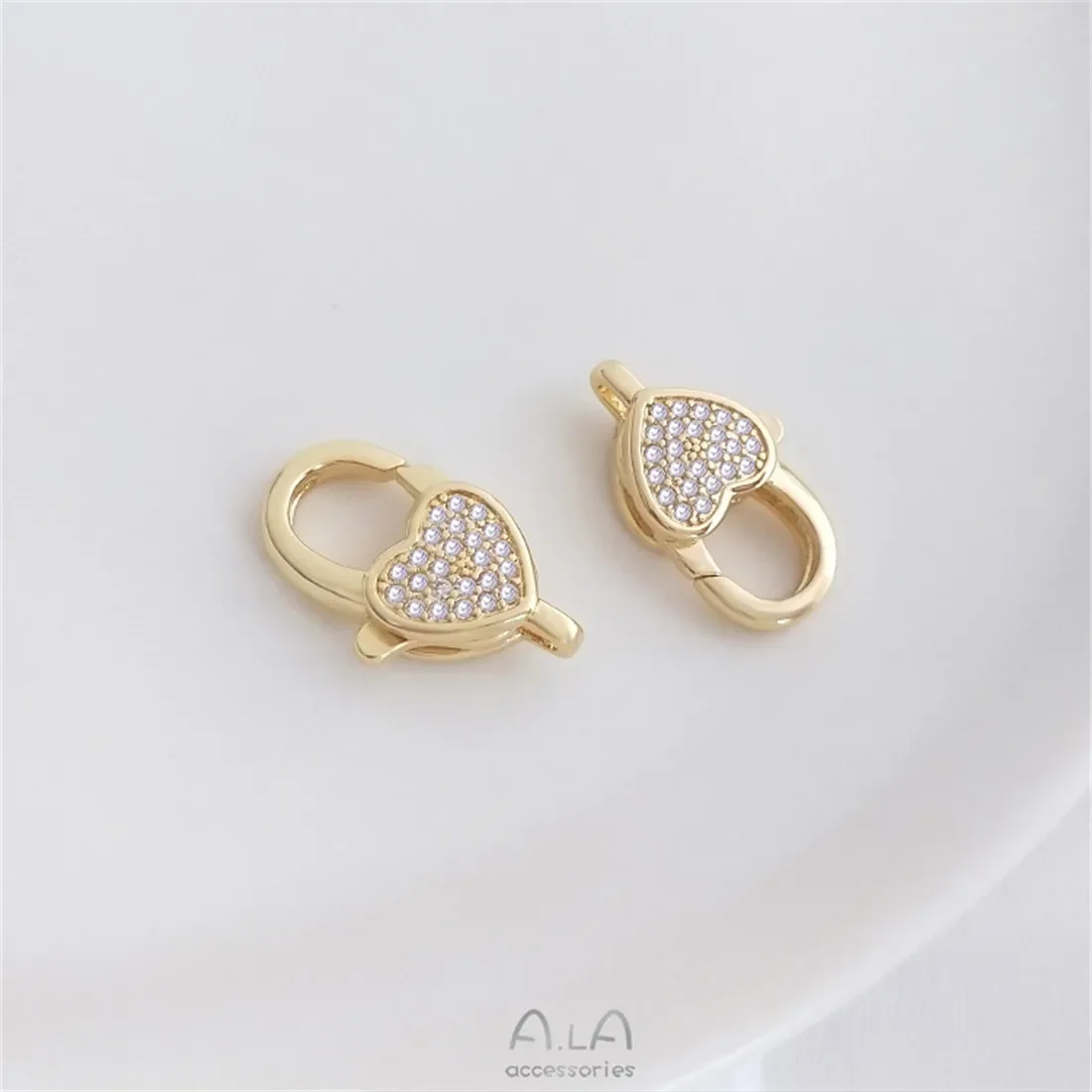 Пружинная пряжка с микроинкрустацией цирконом 14-каратное золото пятиконечная