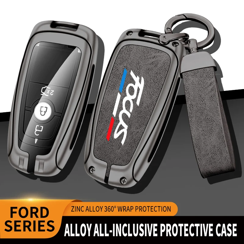 

New Auto TPU Zinc Alloy Key Case Bag For Ford Focus 2 Logo Car Key Chain Car Metal Key Shell Car Interior Decoration Accessories