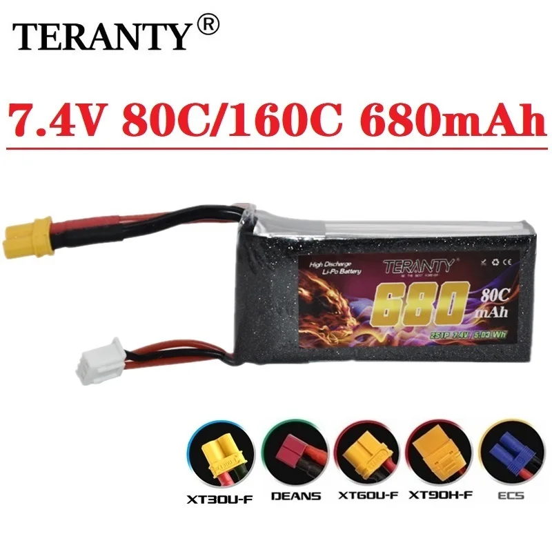 

Оригинальный перезаряжаемый аккумулятор LiPo 2S 7,4 В 680 мАч 80C/160C для FPV гоночного дрона 4 оси БПЛА Радиоуправляемый квадрокоптер Радиоуправляем...