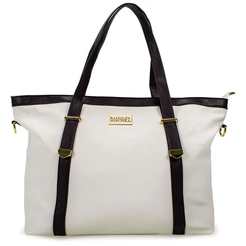 Anna Vegan Leather Tote Weekender Unisex Travel Bag (White)