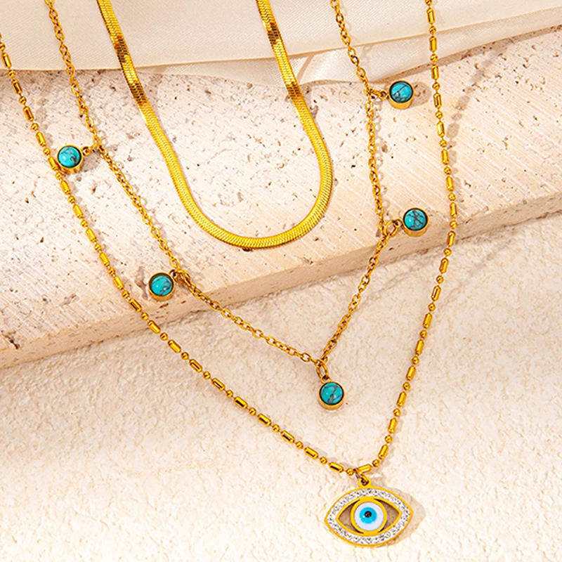 Двухслойное Ожерелье ENSHIR Из Нержавеющей Стали 316L С Подвесками В Виде Глаз Сердца