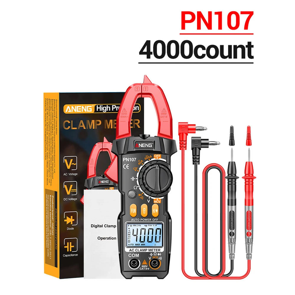 

ANENG Clamp Meter Multimeter Tester Auto Ranging TRMS 4000 Counts AC DC Current Voltage Ohm Volt Amp Meter Electrical Tools