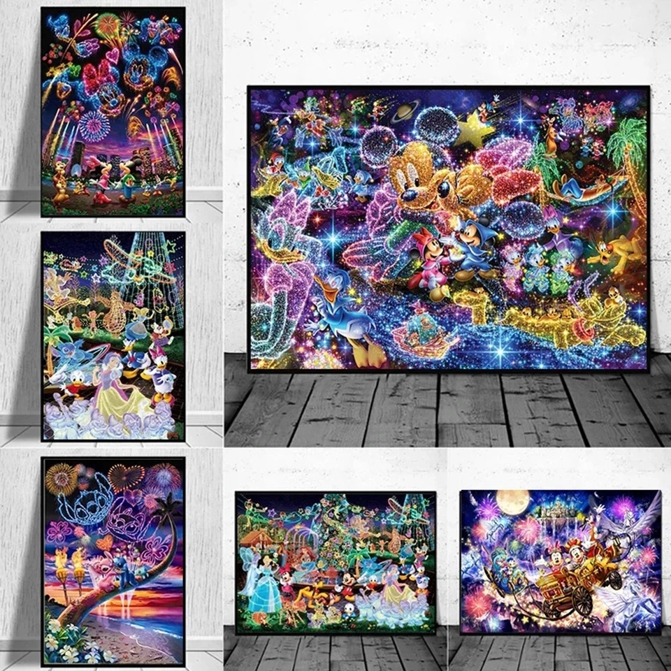 Пазл принцессы Белоснежки Золушки, 1000 шт., сияющая игра-пазл с Микки Маусом, Минни и его женой