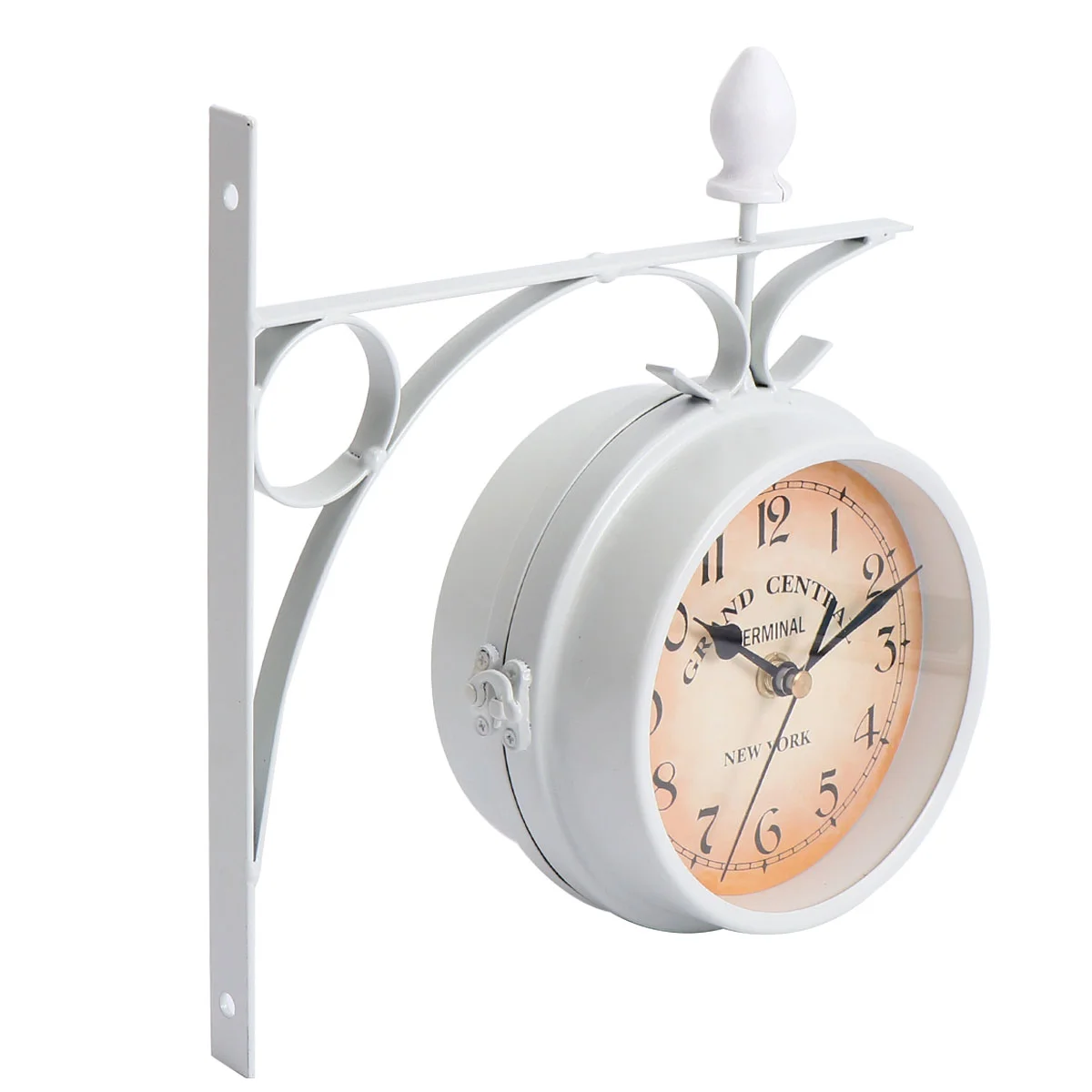 

Double Sided Wall Clock Decor Double-sided Wall Clock Digital Hanging Clocks Wrought Iron Round