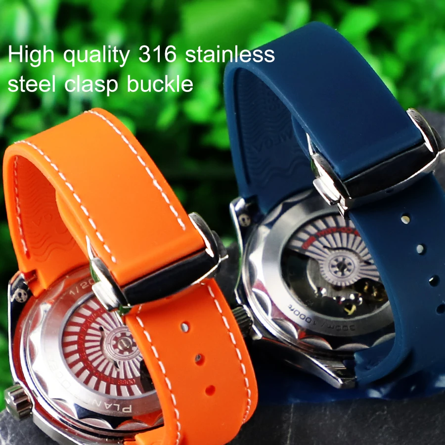 20mm 22mm Rubber Watch Band for Omega Seamaster 300m 600m Planet Ocean GMT Choronograph Aqua Terra Watch Strap Diving Bracelets