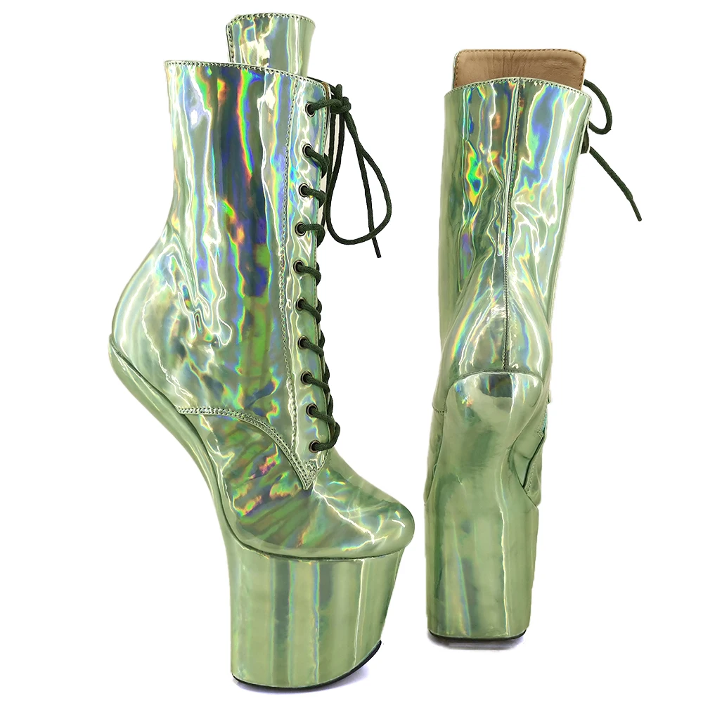 Leecabe PU Upper Platform Ankle Boots Sexy Exotic heelless pole dance shoes