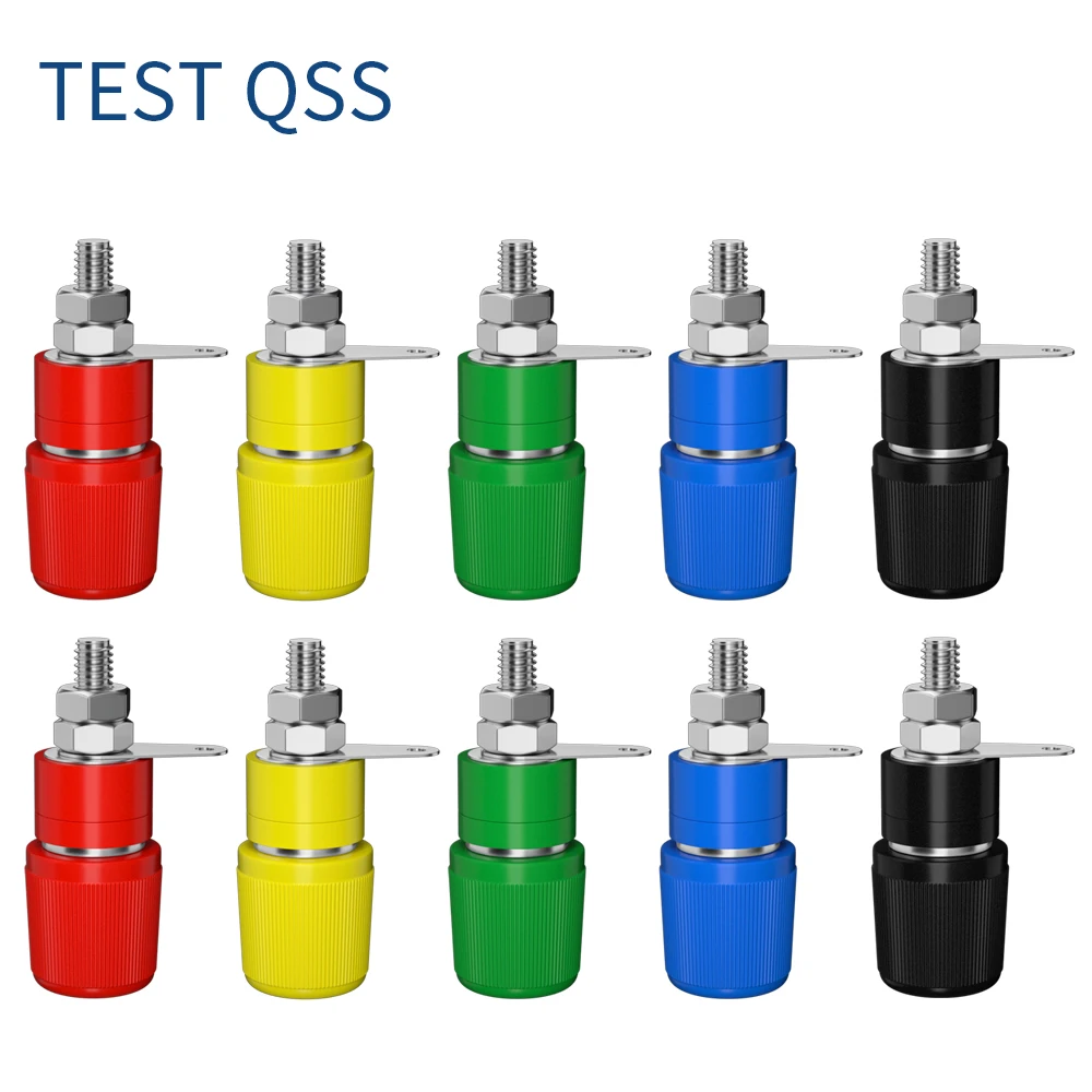 

QSS 10PCS 4MM Banana Socket Binding Post Nut Banana Plug Jack Electrical Connector Terminal DIY Parts Q.50002