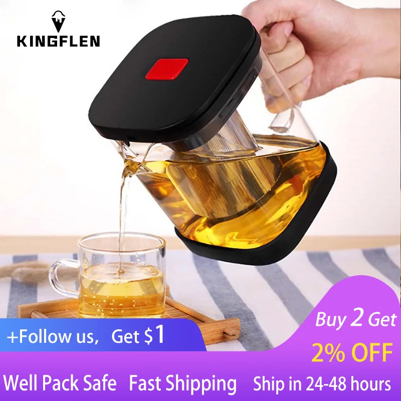 

Clear Glass Tea Set Teacup Sets Heat Resistant Square Glass Teapot With Tea Infuser Puer Oolong Tea Pots Kettle Office Tea Cup