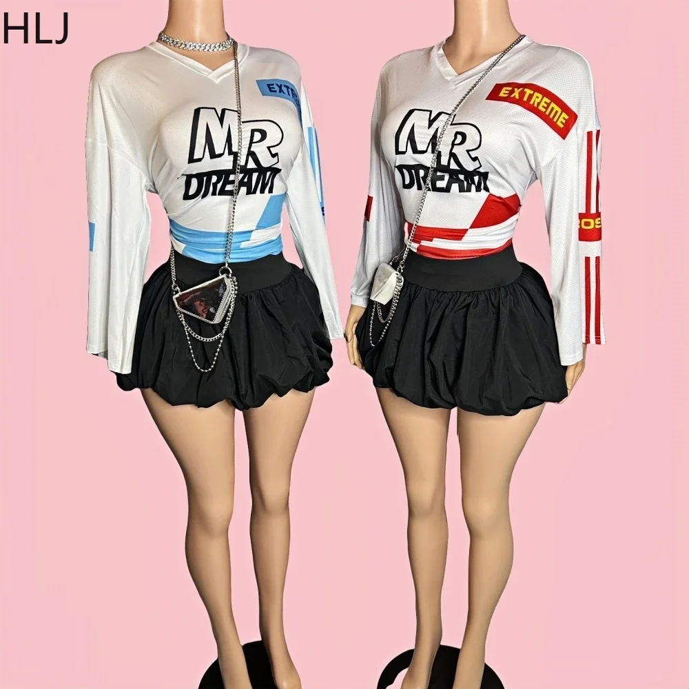 Женский сетчатый костюм HLJ Y2K комплект из двух предметов Топ с длинным рукавом и