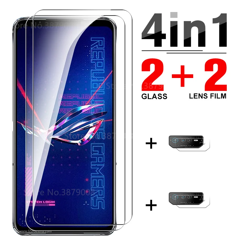 

4 в 1 закаленное стекло для Asus ROG Phone 6 Pro Полное покрытие, Защита экрана для телефона ROG Phone 6Pro phone6 phone6pro, пленка для объектива камеры