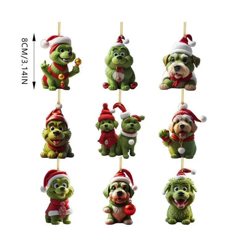Christmas Tree Hanging Ornaments Green Fur Grinch Shaped Pendants Cartoon Home Party Decorations Xmas New Year Gifts Car Decor