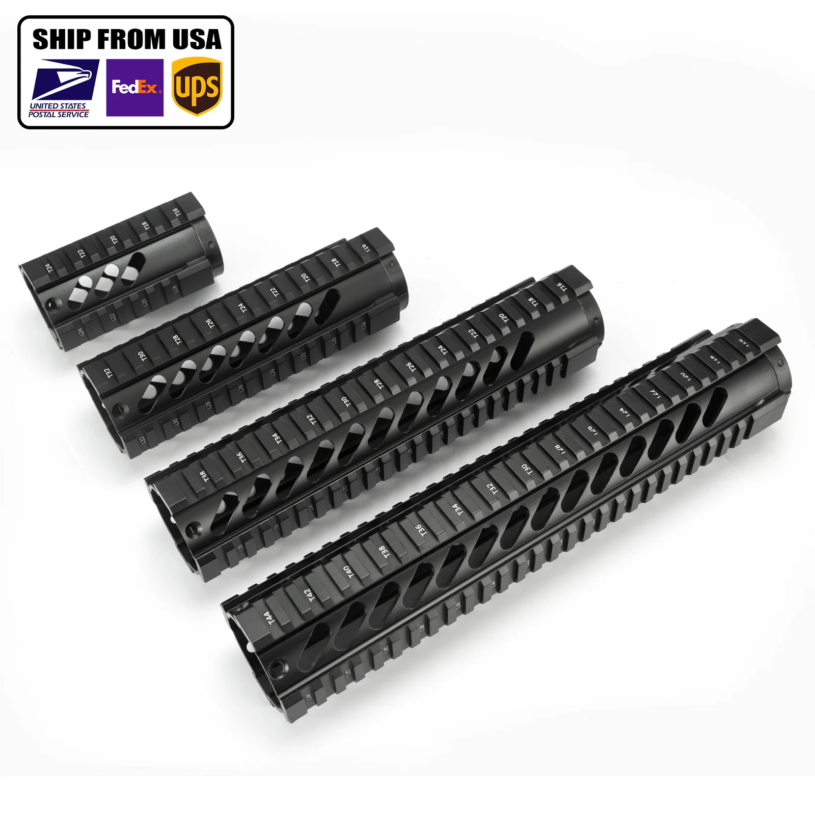 

4"L 7"L 10"L 12"L AR15 Picatinny Quad Rail Aluminum Slim Mlok Handguard Barrel Nut Free Float Airsoft Scope Mount Accessories