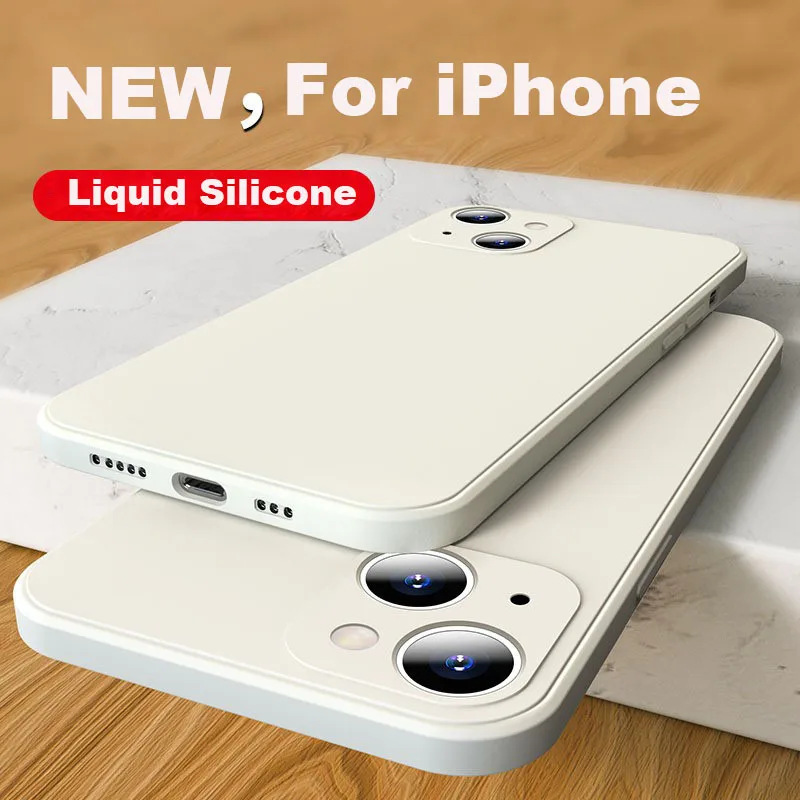 

For iPhone 13Pro 12Pro 11Pro Max Liquid Silicone Case Soft Square Cover For 13 12 11 Pro Max iPhone 13ProMax 12ProMax 11ProMax