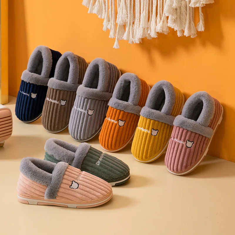 

Women Men Couples Home Slippers New Fashion Warm Winter Furry Soft Short Plush Slipper Non Slip Bedroom Slides Indoor Shoes