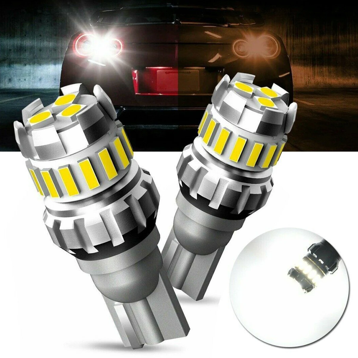 

2pcs LED Reversing Light Bulb DC 12V-24V T15/W16W 2400LM LED Backup Light Bulb Car Replacement Bulb Auto Parking Reverse Lamp
