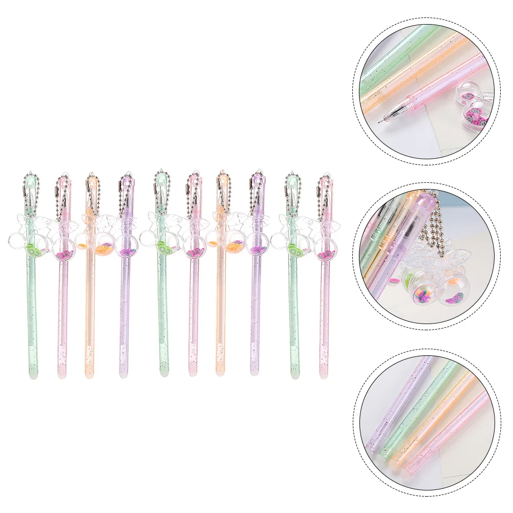 

10 Pcs Fruit Learning Stationery Plastic Pens Water-based Sign Pen Gel Pen Christmas Pen Set