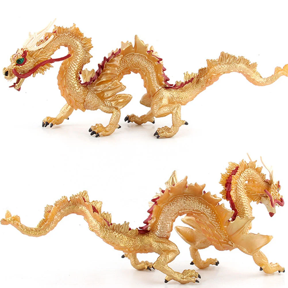 

Golden Dragon Toy Ornament Traditional Decorative Statue Children Tableware Toys Kids