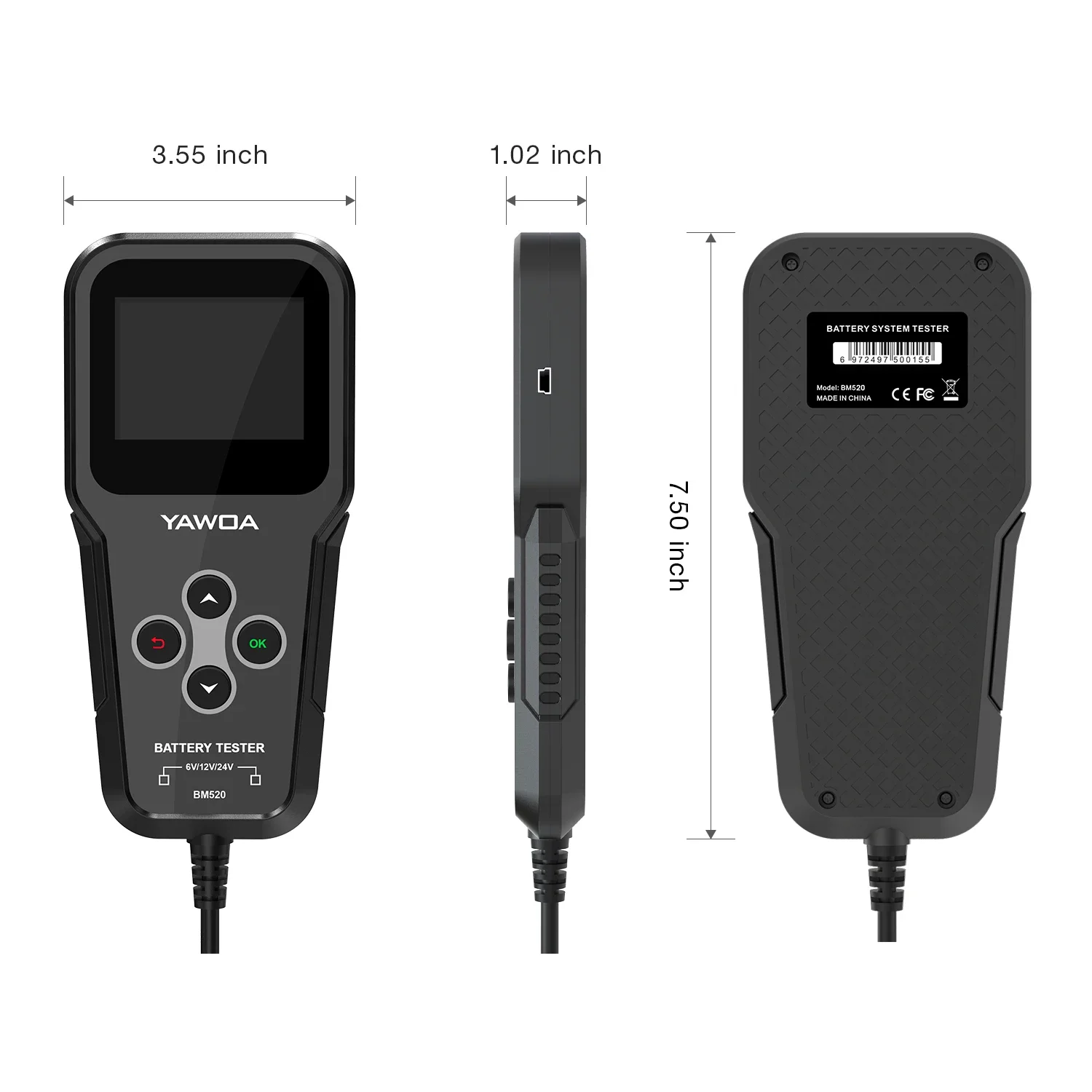 BM520 6V 12V 24V Car Battery Tester Truck System Test Tool 12 Volts Analyzer Cranking PK KW600