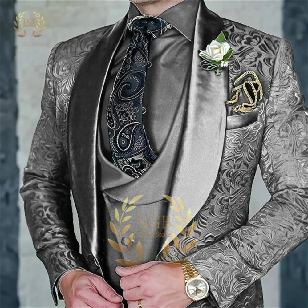 Мужской темно-синий костюм куртка жилет брюки из трех предметов для