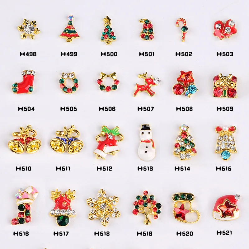 

Wholesale New 3D Nail Art Metal Alloy Jewelry Snowflake Bell Series Luxury Nail Charms Christmas Decoration Gems Rhinestones