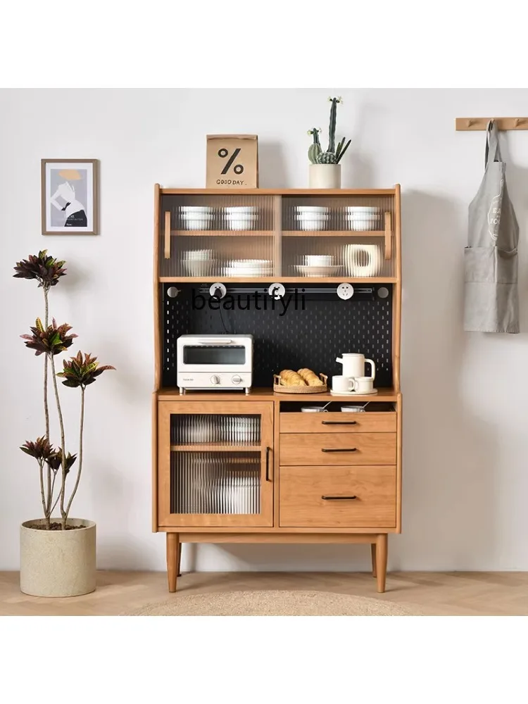 Скандинавский деревянный боковой шкаф из черного ореха электрическая горка