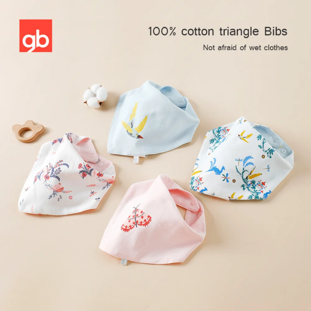 

Goodbaby Triangle Bibs 100%Cotton Cartoon Print Feeding Gift Box Packed For Newborn 2Pcs/Lot